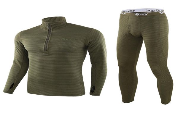 

men tactical shirt pants training thermal underwear outdoor sportswear elastic quick drying sport suit long sleeve long trousers4563784, Black;green