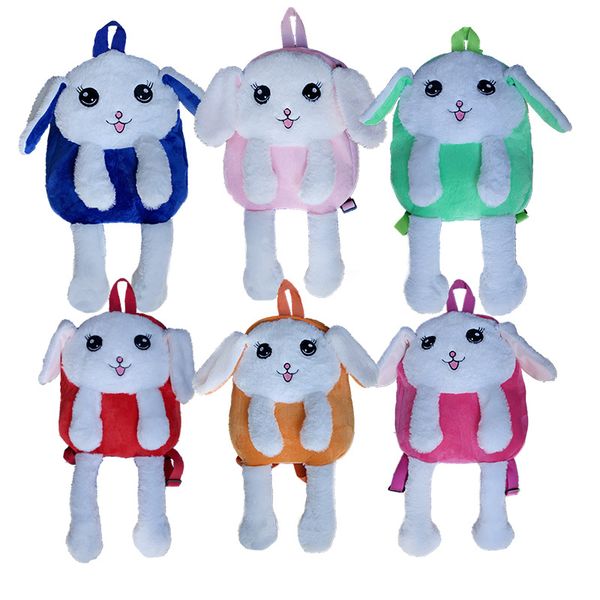 

school bag, backpacks, children's bags's cute pink long lash rabbit plush backpack stuffed animals long ear bunny girl school bag
