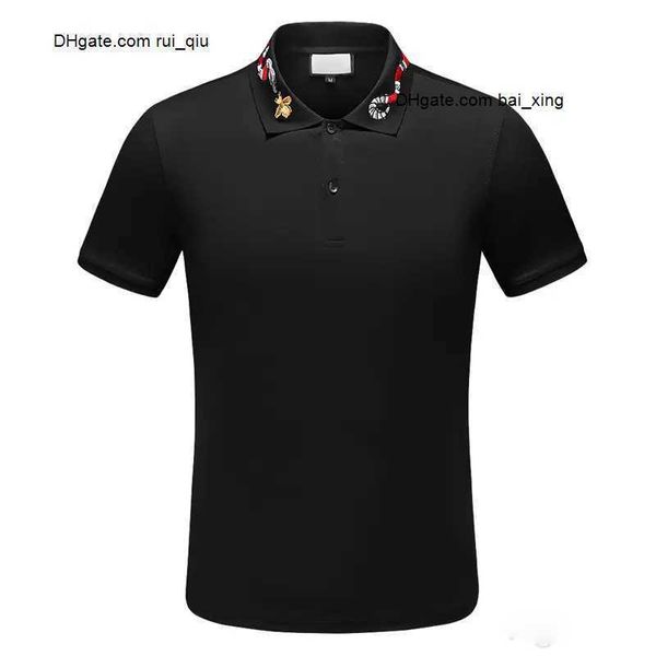 

summer ss 2023 designer polo shirts men luxury polos casual mens t shirt man fashion snake bee letter print embroidery tees, White;black