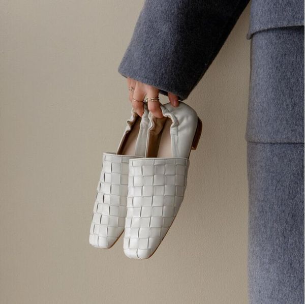 

weave plaid loafers women fashion flat heel slip on driving boats woman single shoes, Black