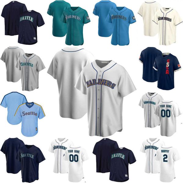 

2022 custom jersey mens women youth seattle''mariners''25 dylan moore 2 tom murphy 74 ljay newsome 44 james paxton baseb, Blue;black