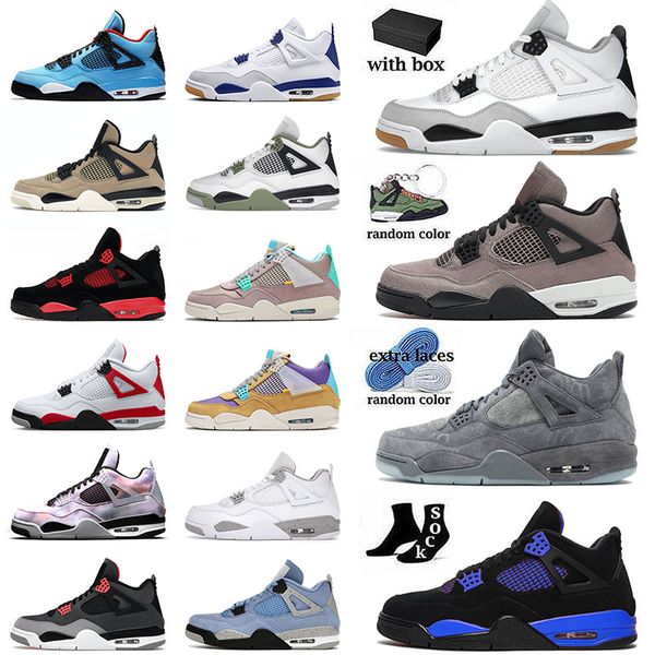 

jumpman 4 with box basketball shoes jorda4 sb x military black kaws grey cactus jack bred seafoam craft mens women j4 outdoor sneakers 36-47
