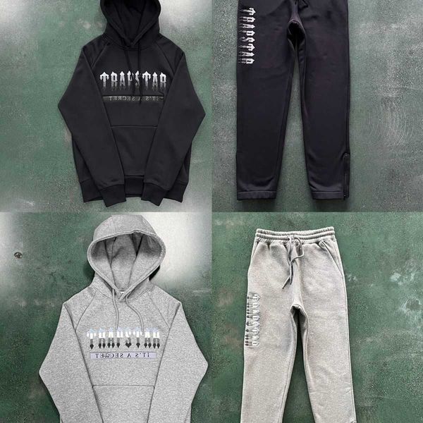 

23ss trapstar hoodie set 2.0 chenille decoded sportswear central cee, Black