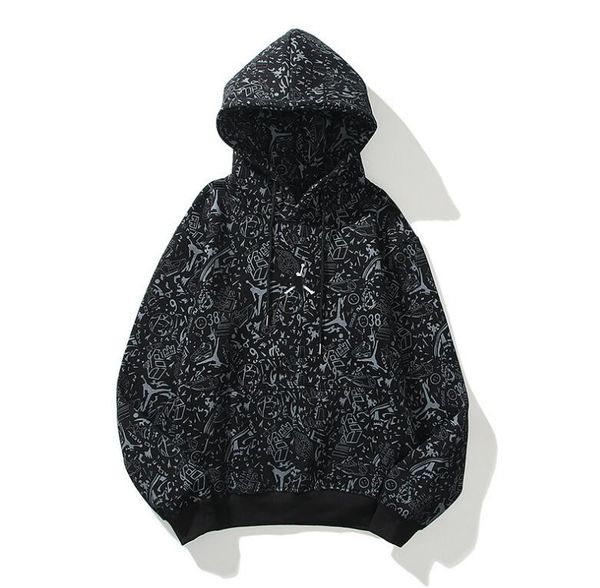 

aj686 autumn basketball hoodies for men sweatshirts women designer pullover hoodie college coat, Black