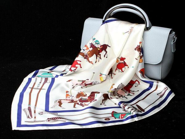 

scarves 100 silk shiny scarf women039s vintage horse print small stewardess kerchief square bandana tied 53cm 208 inches8868046, Blue;gray