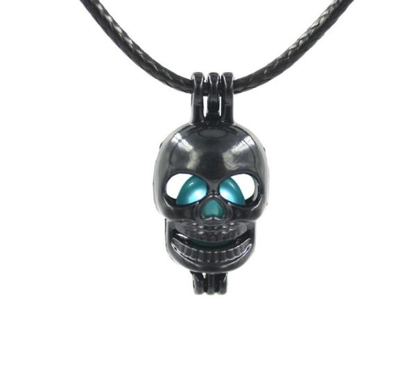 

black skull head pearl cage beads locket pendant jewelry making suppliesfor oyster pearls essential oil diffuser fun gifts2335901, Silver