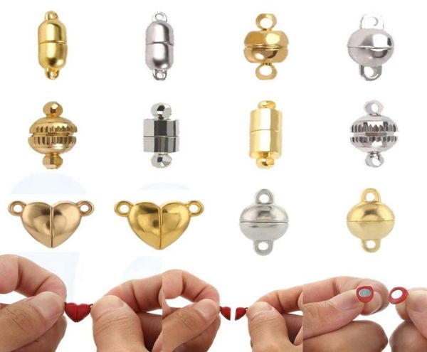 

stainless steel strong magnetic clasps for leather cord bracelet necklace magnet end clasp connector diy jewelry making supplies5736954, Blue;slivery