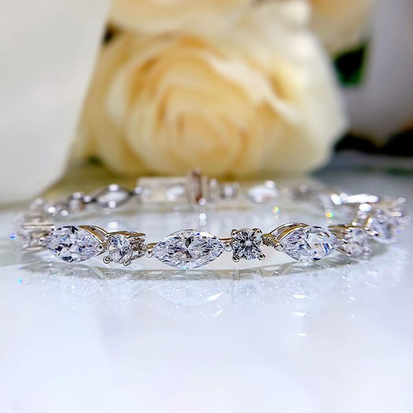 

luxury moissanite diamond bangle bracelet 100% real 925 sterling silver wedding bracelets for women engagement party jewelry, Golden;silver