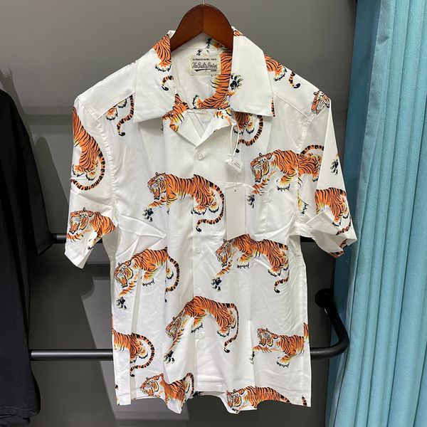 

wacko maria mens designer t shirt tiger printed shirts short sleeve fashion brand designer tees wacko maria size s-xl, White;black