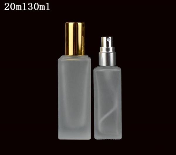 

20ml 30ml frosted square glass spray perfume bottle refillable empty bottle thick silver gold black automizer9077213