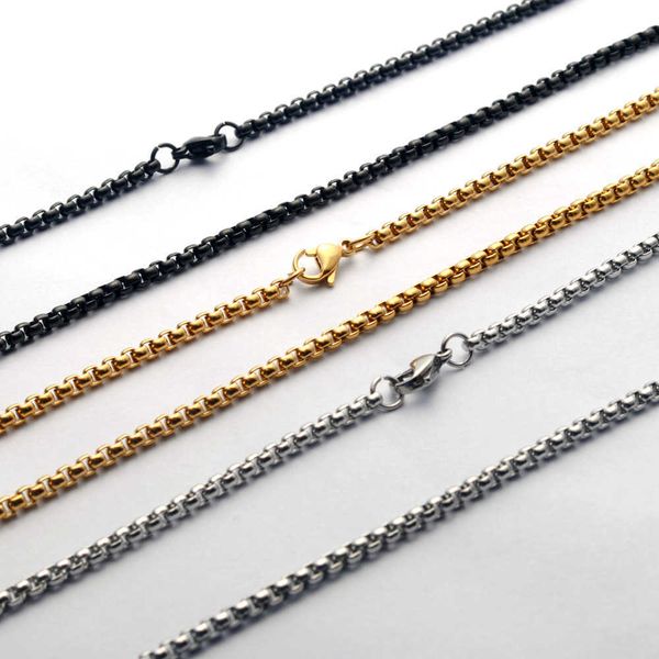 

stainless steel square pearl necklace titanium jewelry with chain female versatile diy accessories men, Black