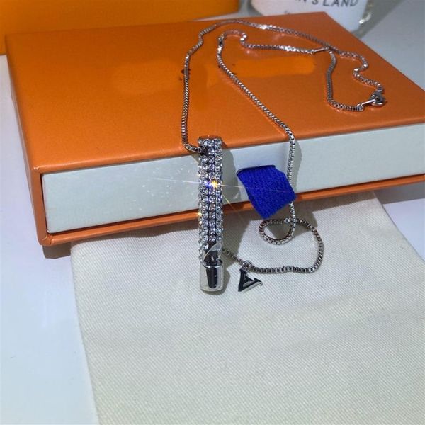 

titanium steel whistle pendant necklace diamond necklace fashion metal chain necklace finger for couple218j, Silver