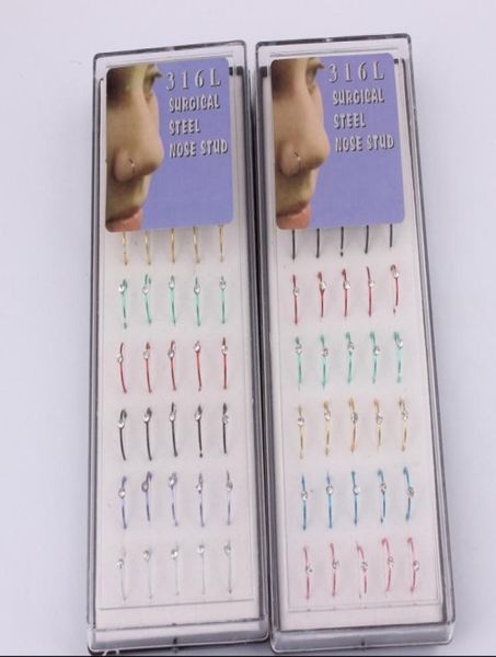 

wholes 48 pcslot mix 8 color anodied steel body jewelry nose piercing fashion hoop ring nose rings2249184, Silver
