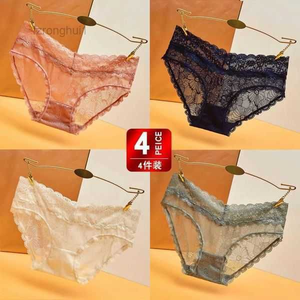 

women's panties fashion women thongs gauze lace transparent candy thong colors panty cotton briefs high elastic underwear knickers 4pcs, Black;pink