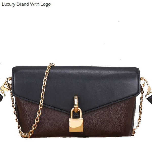 

bag handbags shoulder bags canvas bags padlock on strap women small exquisite casual flap lock chains soft package leather crossbody b049-1, Black