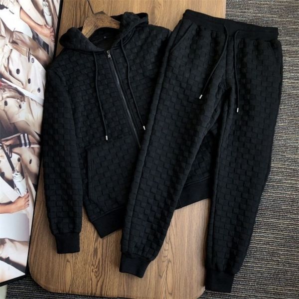 

men's tracksuits men clothing set light luxury suit casual loose hooded cardigan sweater large size trend pants tracksuit 230412, Gray
