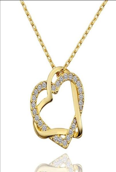 

fashion jewelry 18k gold plated rhinestone crystal heart pendant necklace wedding gift 10pcslot8140775, Silver