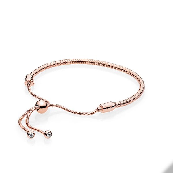 

rose gold snake chain slider bracelet for pandora 925 sterling silver designer charm bracelets jewelry for women girlfriend gift hand chain, Golden;silver