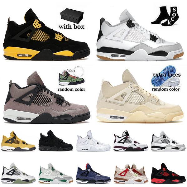 

2023 arrival mens basketball shoes jumpman military black sail taupe haze j4 fire red seafoam pn dust kaws grey men women trainers sneakers