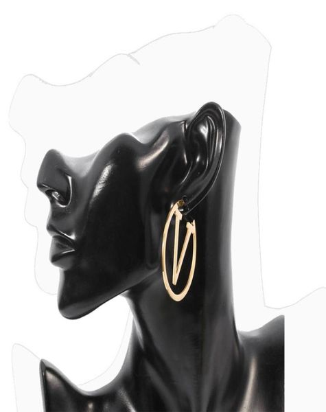 

luxury fashion stud womens big circle lovs gold 925s stick ear cuff earrings hoop earrings for woman designer jewelry9663573, Golden;silver