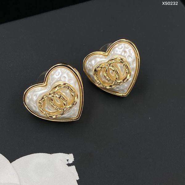 

luxury brand designers double letters stud dangle hoop geometric women geometric metal crystal rhinestone pearl earring wedding party jewerl, Silver