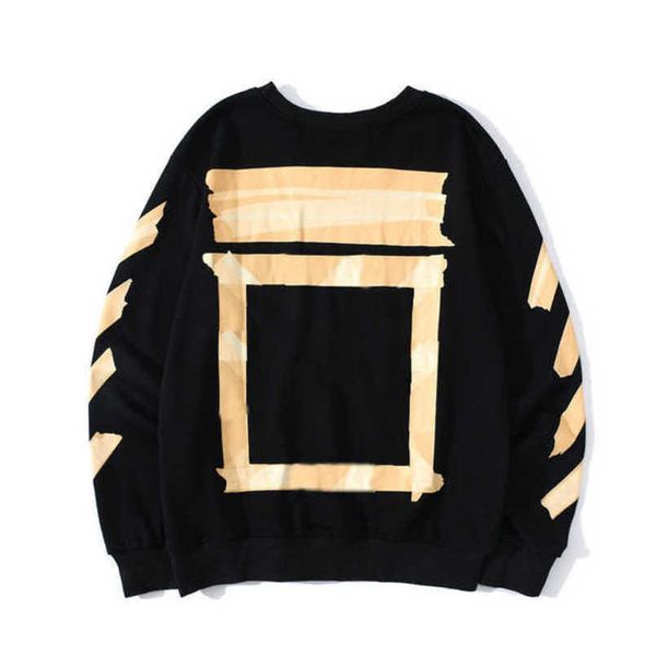 

men's luxury offs sweatshirts brand women hoodies sweater designers high street men arrow back printing round neck pullover sweatshirt, Black