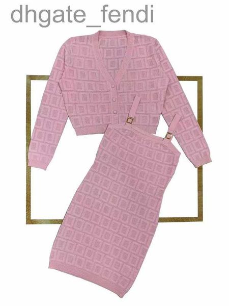 

two piece dress designer letter women pattern knitted long sleeve womens clothing crew neck autumn knits suits two piece dress xkcr, White