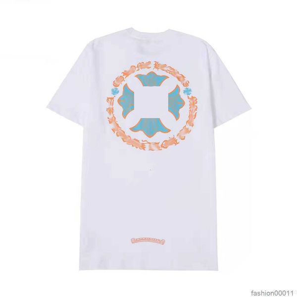 

women's heart classic luxury t shirt ch brand tees mens chromes sanskrit letter short sleeve horseshoe couple designer t-shirts polos1, White
