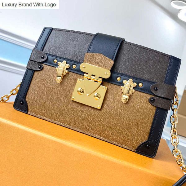 

bag handbags shoulder bags high lmitation designer chain bag essentialtrunk genuine leather flap bag m43596 7.5cm zl037 7vw2, Black