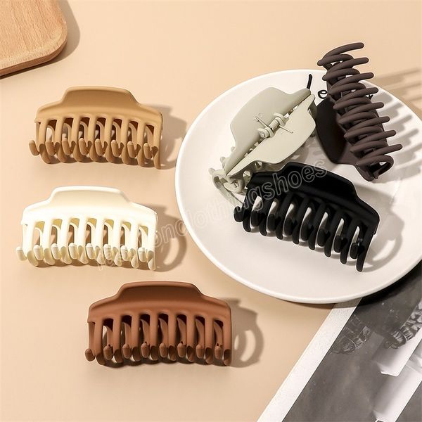 

fashion claw clip women plastic hair clips elegant colorful solid color hair clip girls barrettes hair accessories, Slivery;white