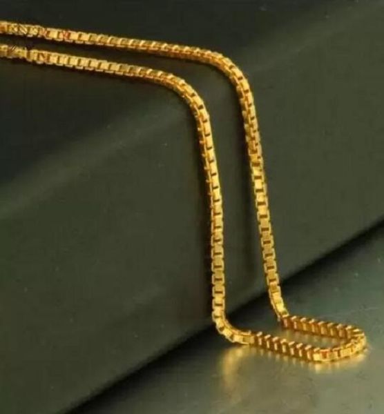 

14k yellow gold necklace chains men women box chain necklace, Silver