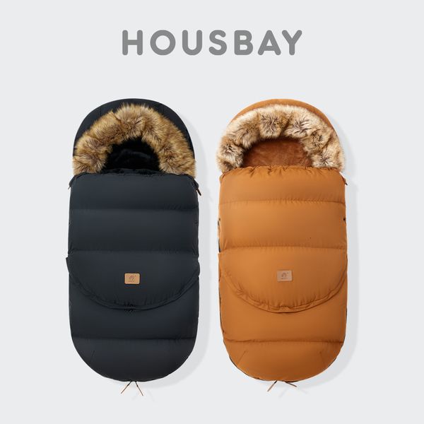 

sleeping bags baby sleeping bag in stroller winter windproof fur collar removable 2 styles footmuff 0-36 months for cart basket born 230412
