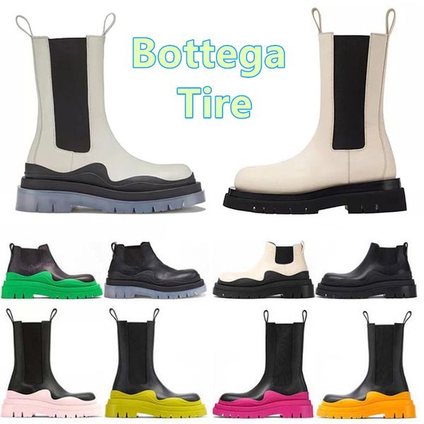 

tire women designer boots luxury chelsea knee boot womens men motocycle ankle half anti-slip fashion platform snow winter summer bootie shoe, Black