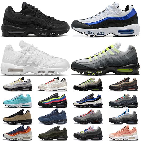 

designer running shoes 95 men women sport sneakers 95s triple white black og neon khaki greedy solar red light smoke grey mens outdoor train