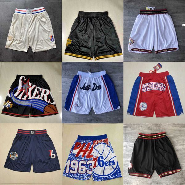 

2023 philadelphia''76ers''men throwback basketball shorts pocket, Black