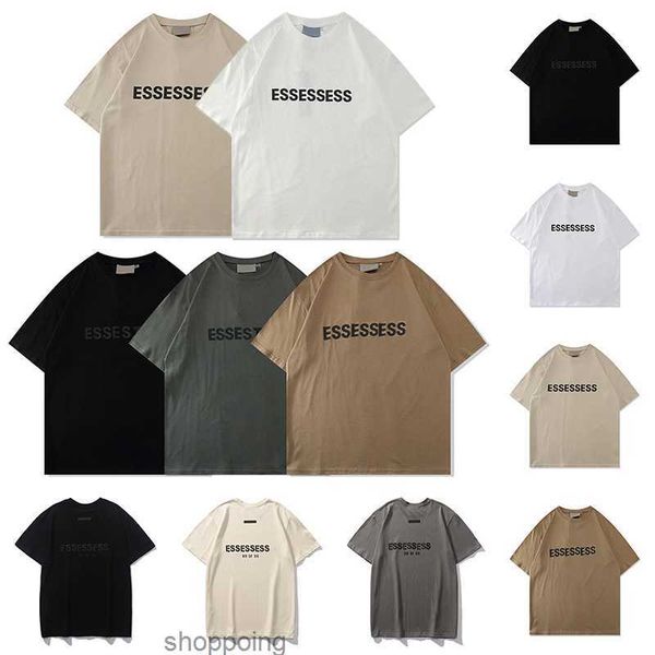 

ess 2023 mens t shirts women designers essent-shirts thick cotton version summer tshirt tees fashion man casual letter polos clothing cloth, White;black