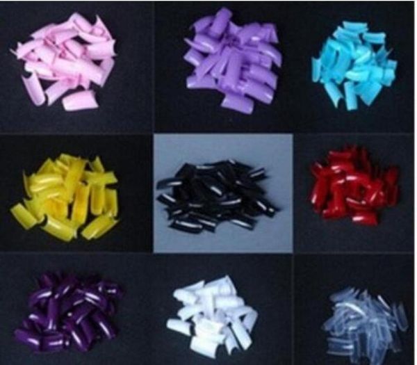 

500pcspack half cover fake false french nail art artificial acrylic gel uv manicure set1847646, Red;gold