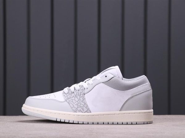 

2023 basketball shoes special edition jumpman 1 low prm elephant print white sail smoke grey fashion sport zapatos sneakers come with box