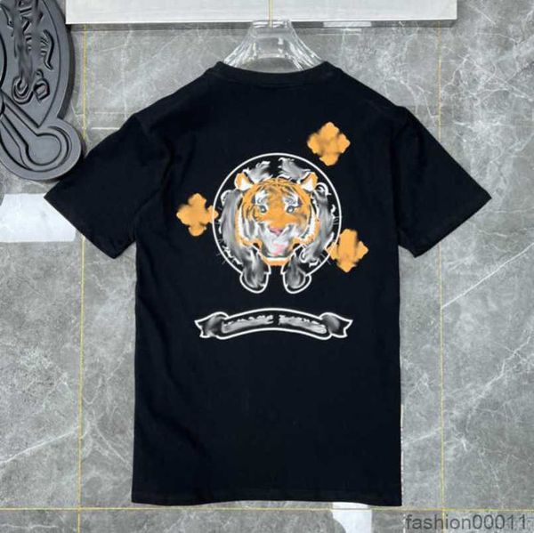 

luxury fashion men's t shirt ch designer brand chromes tees men women sanskrit letter couple t-shirt heart sweatshirt horseshoe flower, White;black
