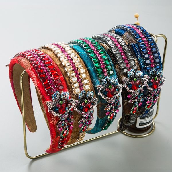 

luxury full diamonds alloy flowers shiny headbands fashion hair accessories women trendy party hairband hair band girl headwear, Slivery;white