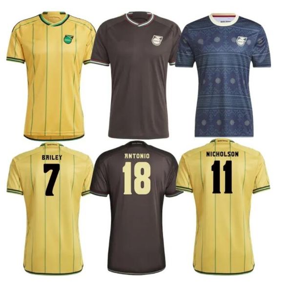 

2023 jamaica soccer jerseys 23 24 national football team bailey antonio reid nicholson lowe morrison home away shirt 33, Black;yellow