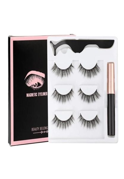 

3 pairs magnetic eyelashes 3d faux mink eyelash extension eyeliner lashes pack short false lash lasting handmade7322494