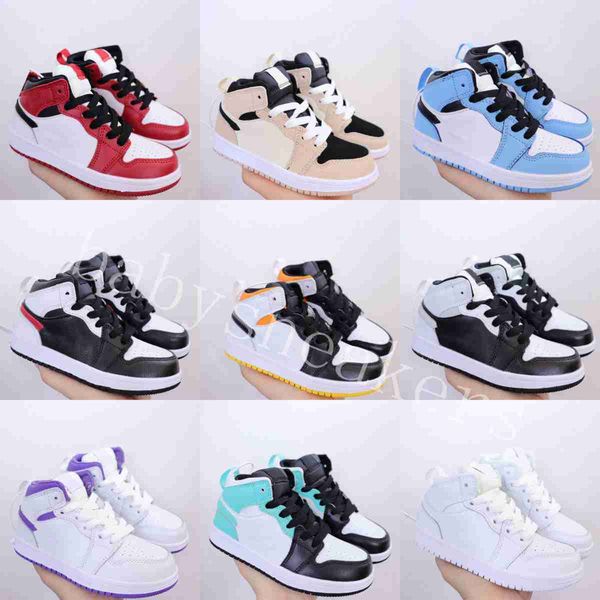 

2023 new designer infants 1s kids basketball shoes kid shoes game royal scotts obsidian selling chicago bred sneakers mid multi-color tie-dy, Black