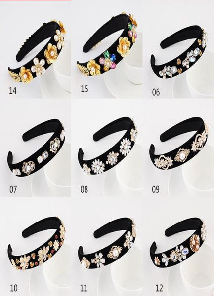 

baroque rhinestone crystal hair bands retro pearl headbands velvet wide edge women hair accessories europe america 7 4yc g2b3549445, Silver