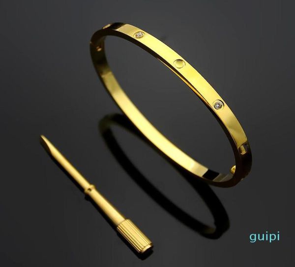 

4mm thin silver bracelets bangles for women men titanium steel gold screwdriver bracelets lovers bracelet no box 1619cm8279717, Black