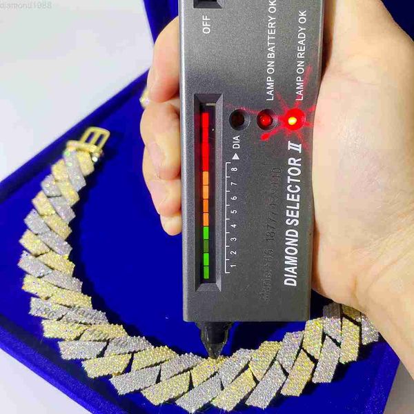 

custom size luxury jewelry silver hip hop icedout cuban bracelet two tone cuban link chain vvs diamond