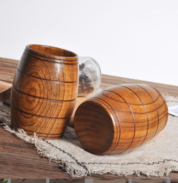 

creative wine barrel wooden mugs shape natural wooden beer tea milk cup carved home kitchen bar pub drinkware gift beer cup
