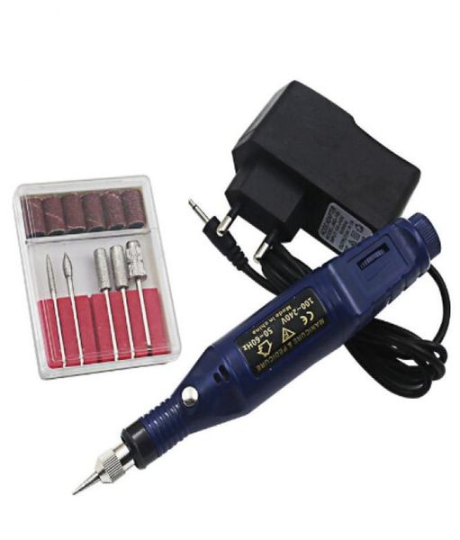 

1set 6bits power drill professional electric manicure machine nail drill pen pedicure file polish shape tool nail art feet care3887351, Silver