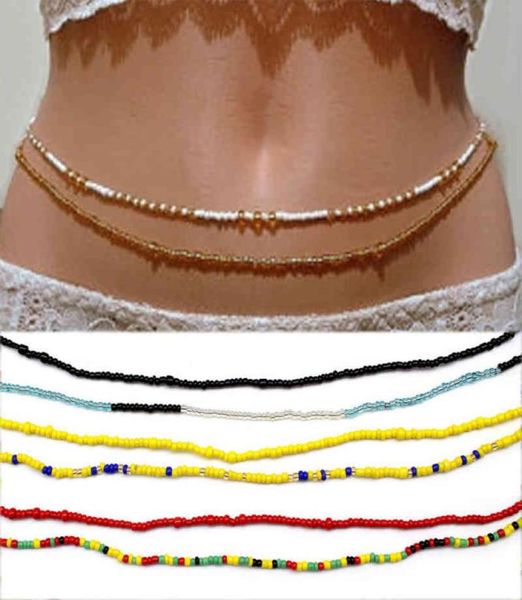 

summer beach rice beads colored belly chains women bohemian double waist necklace bikini jewelry accessories5407462, Silver