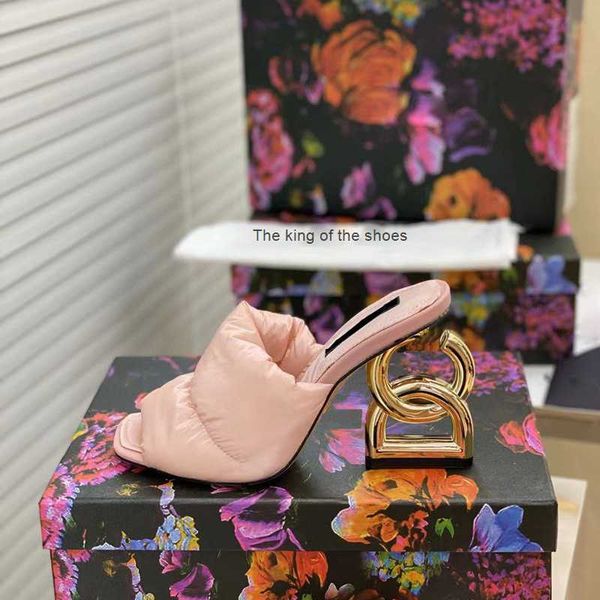 

high heel dress shoes sandals for woman d baroque heel sandals luxury designer paris metal letter heel letters sole sandals 35-42, Black